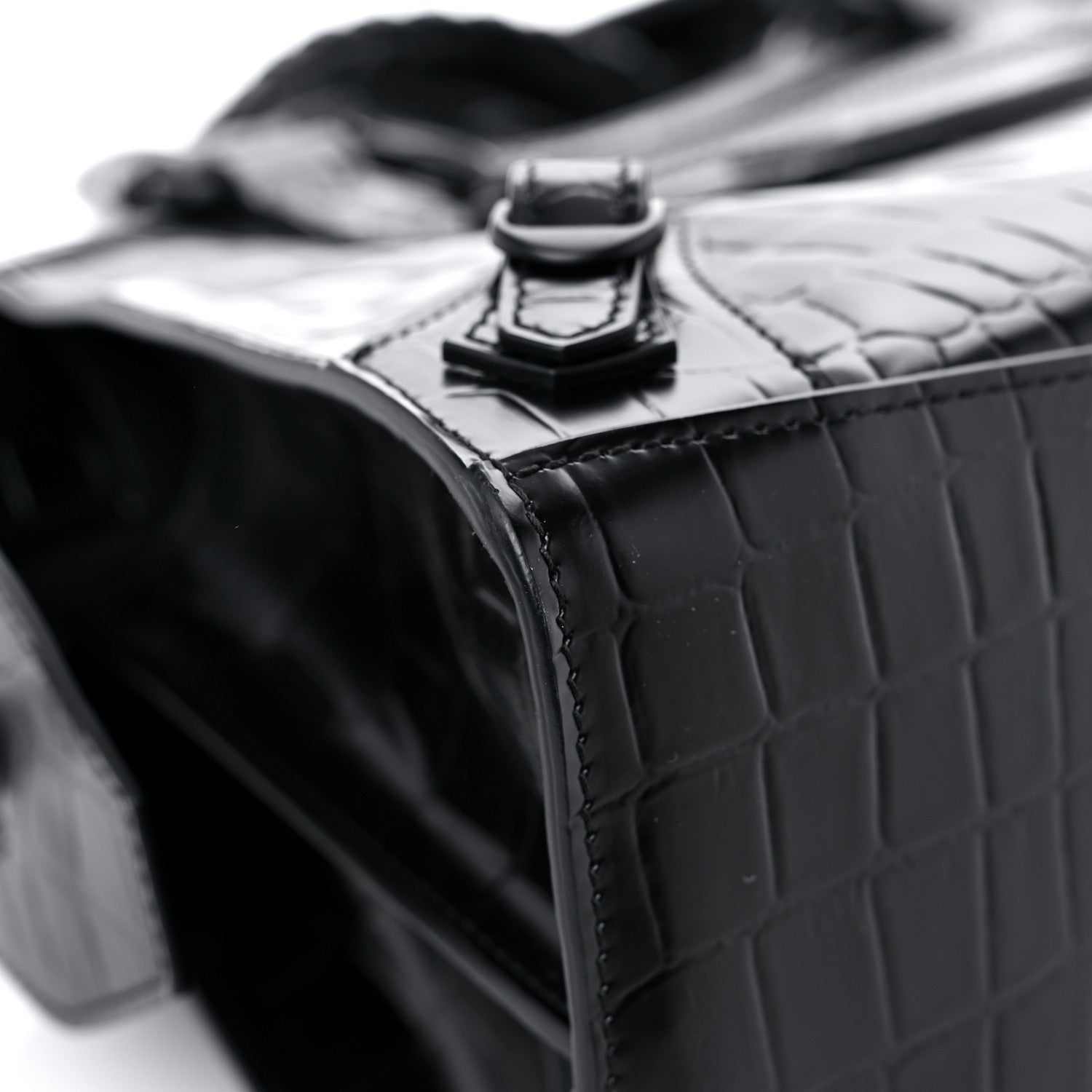 Balenciaga Semi Shiny Calfskin Crocodile Embossed Neo Classic Black Hardware S City Black 7 of 12
