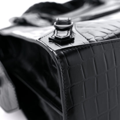 Balenciaga Semi Shiny Calfskin Crocodile Embossed Neo Classic Black Hardware S City Black 7 of 12