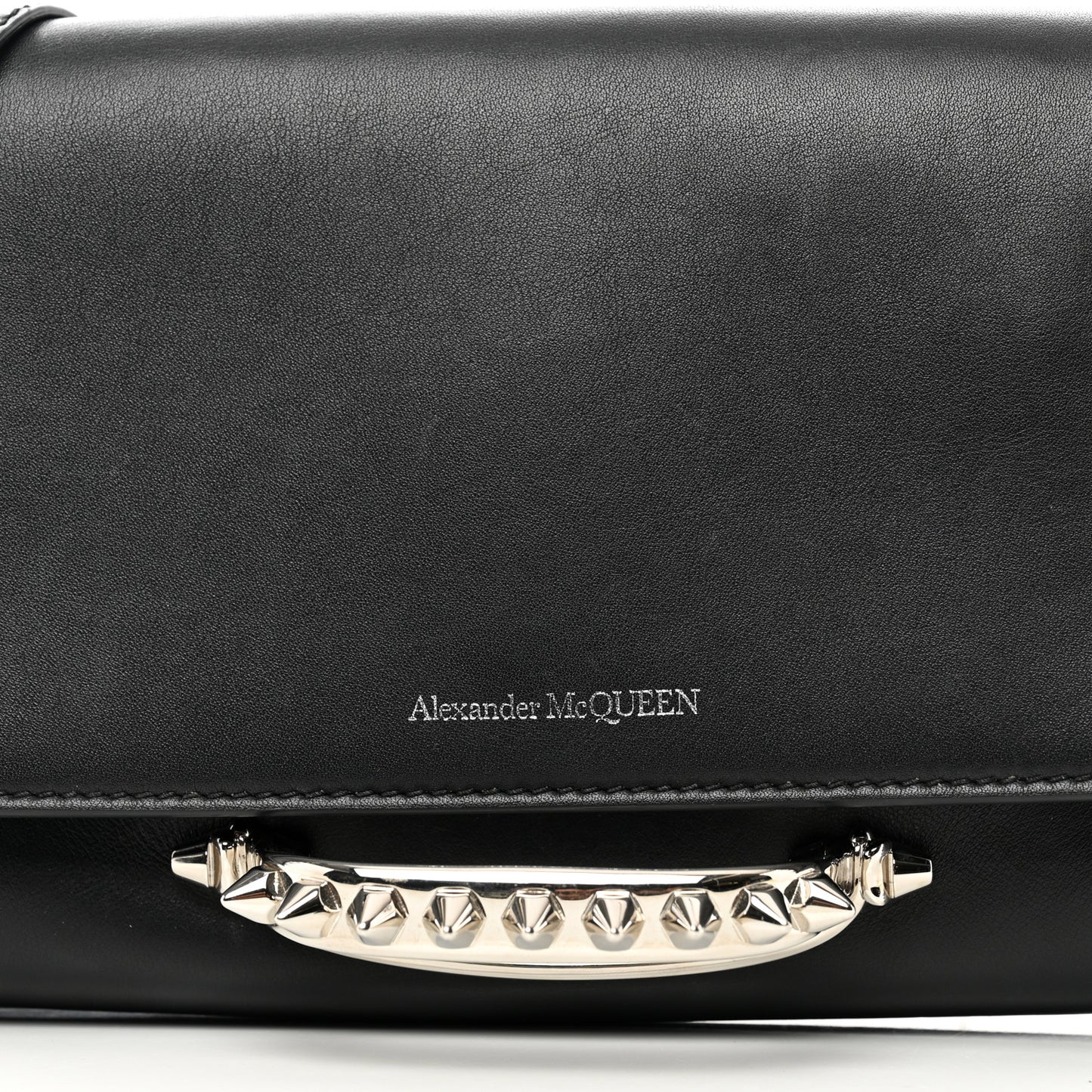 Calfskin Studded The Story Shoulder Bag Black