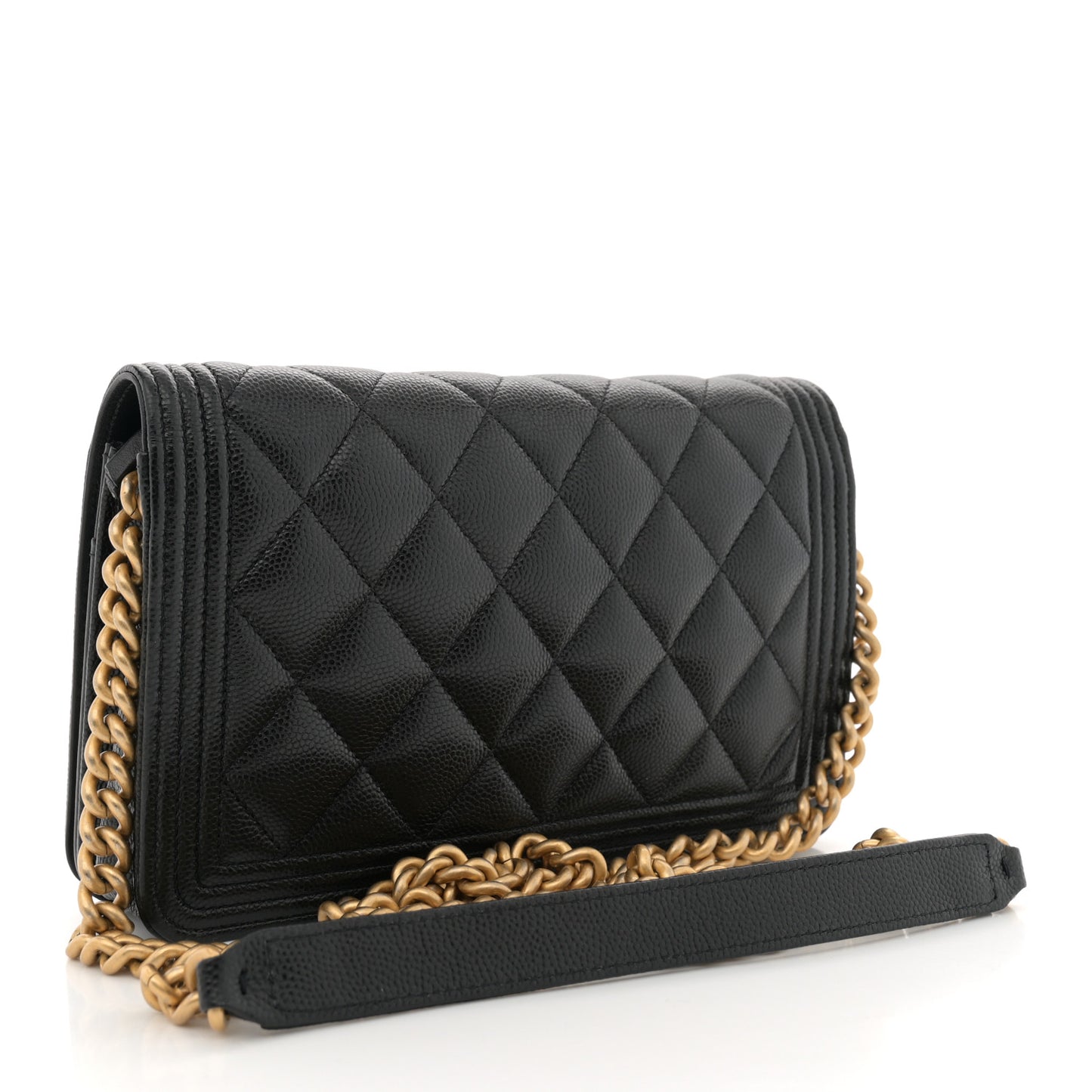 Caviar Quilted Boy Wallet On Chain WOC Black
