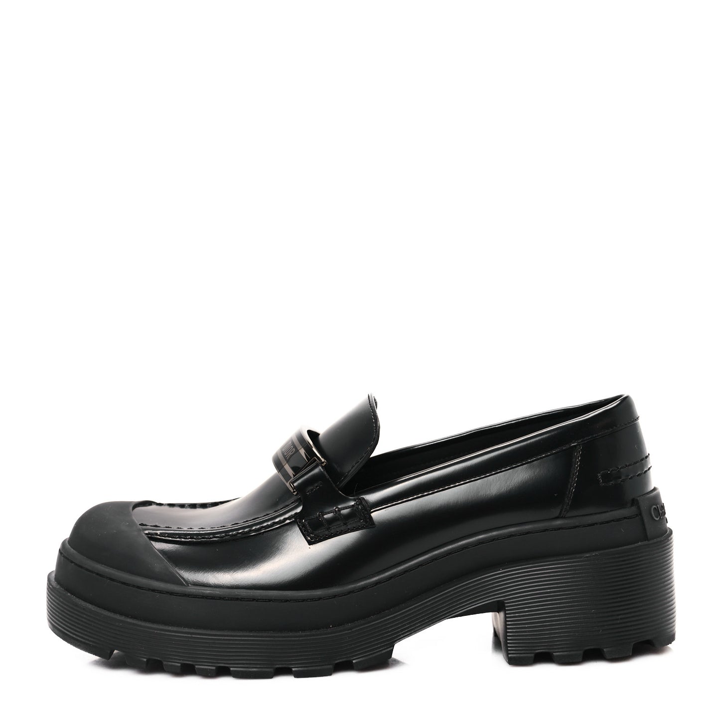 Brushed Calfskin Dior Code Lug Sole Platform 35mm Loafers 39.5 Black