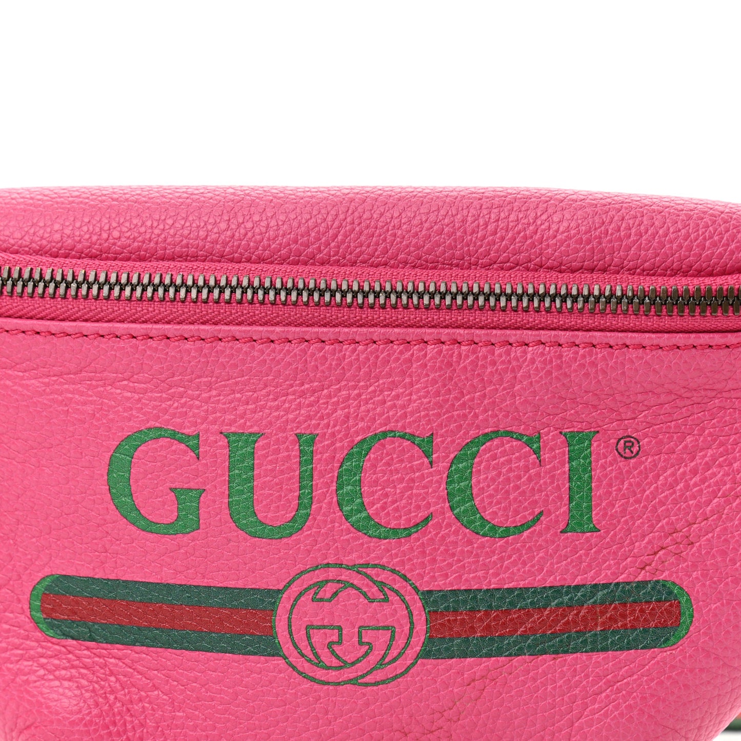 Grained Calfskin Small Logo Belt Bag Box Pink Green