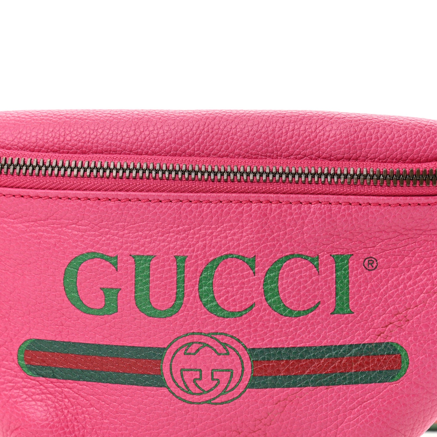 Gucci Grained Calfskin Small Logo Belt Bag Box Pink Green 9 of 11
