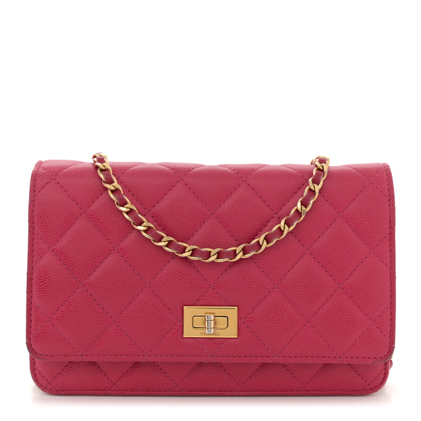 Caviar Quilted 2.55 Reissue Wallet On Chain WOC Dark Pink