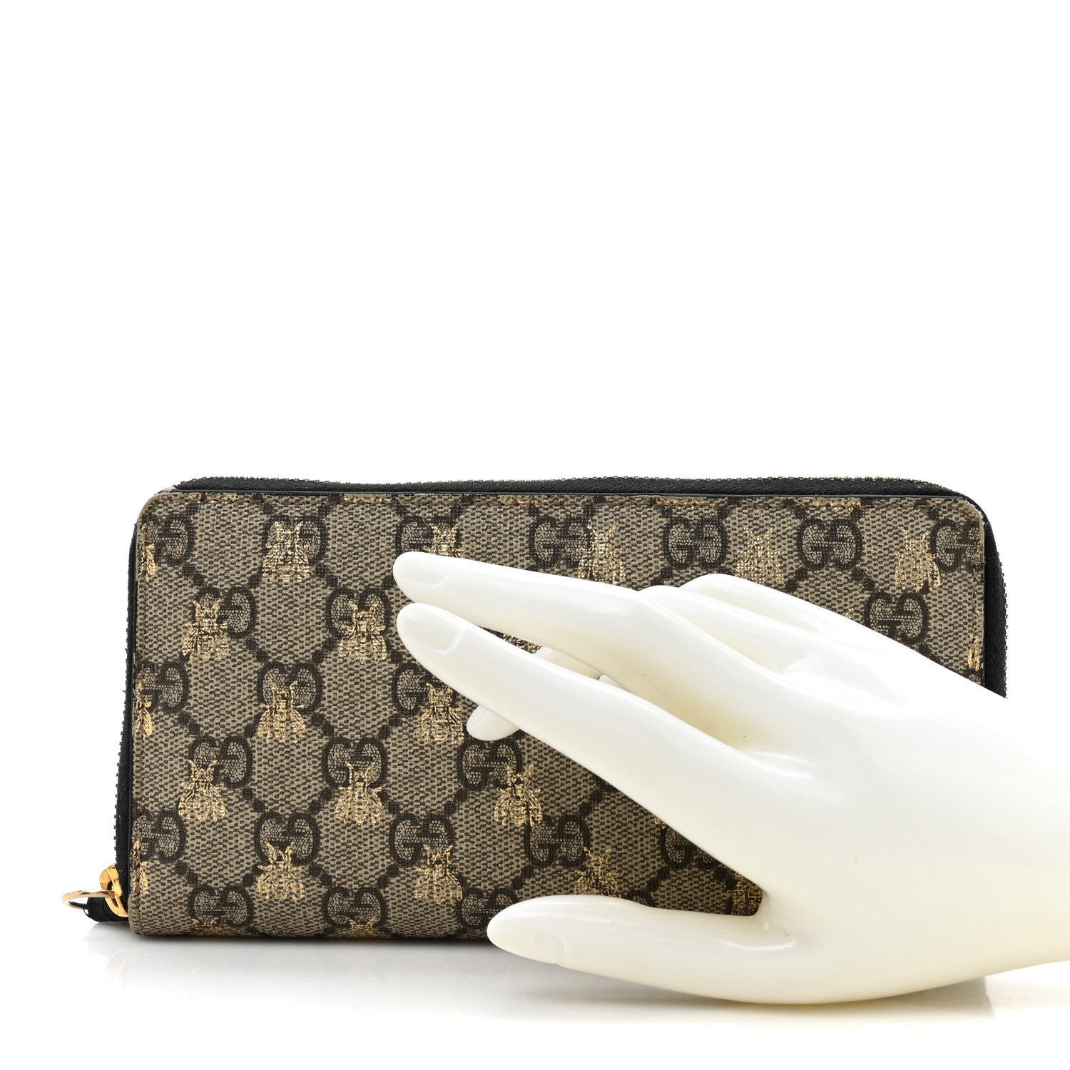 Gucci GG Supreme Monogram Bees Zip Around Wallet 2 of 16