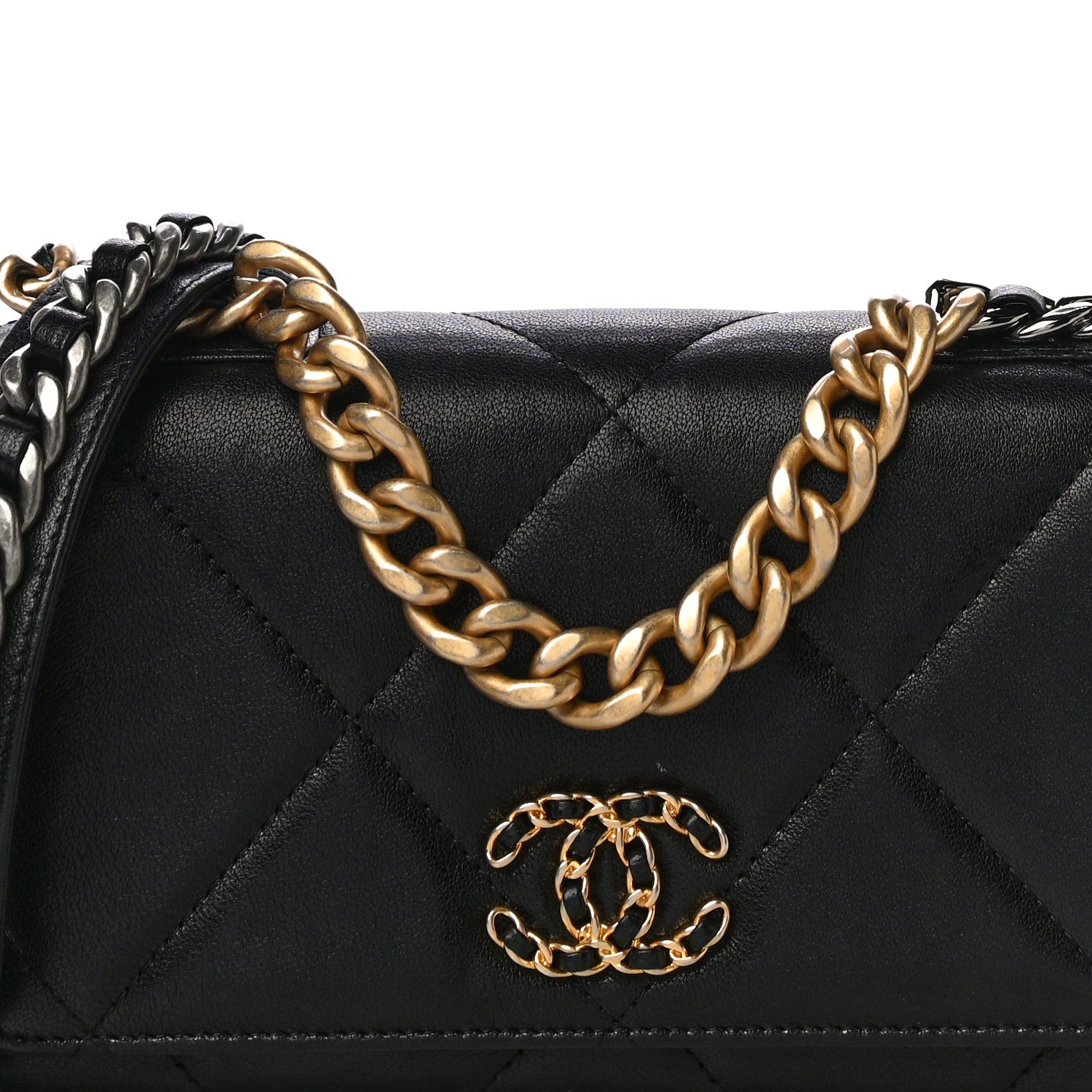 Chanel Lambskin Quilted Chanel 19 Wallet On Chain WOC Black 9 of 17