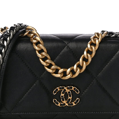 Chanel Lambskin Quilted Chanel 19 Wallet On Chain WOC Black 9 of 17