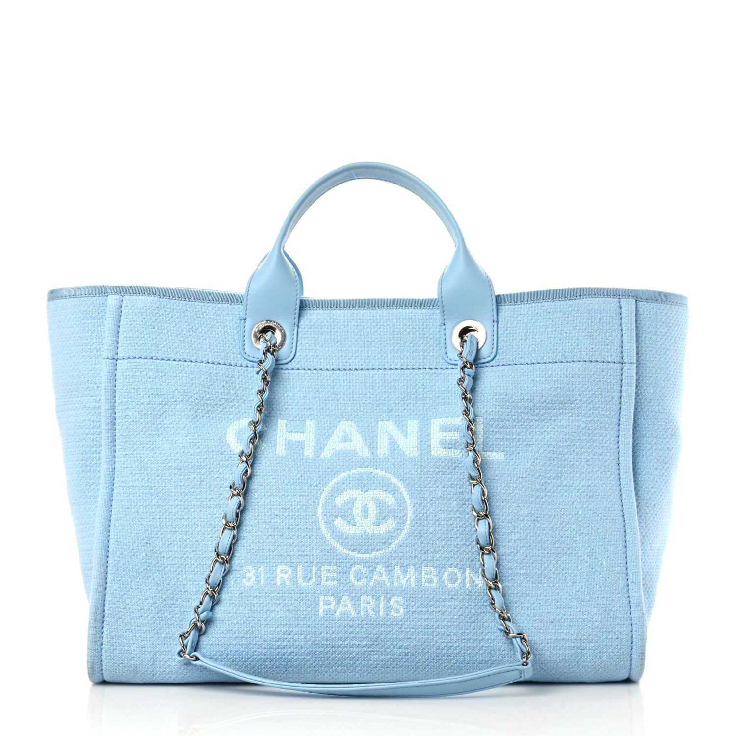 Chanel Mixed Fibers Medium Deauville Tote Light Blue 3 of 16