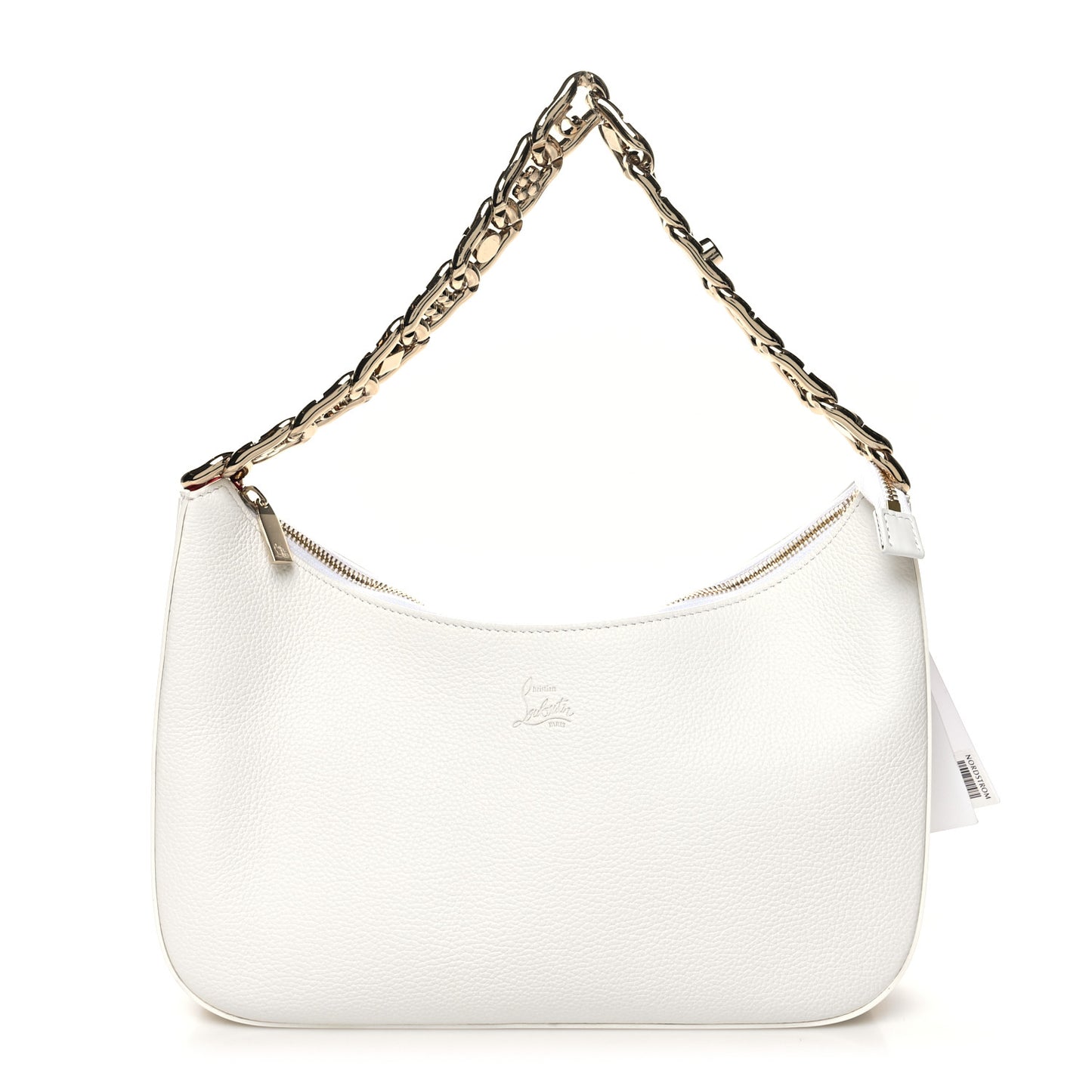 Calfskin Large Loubila Chain Shoulder Bag White