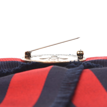 Gucci Grosgrain Web Crystal Bow Brooch Blue Red 5 of 6