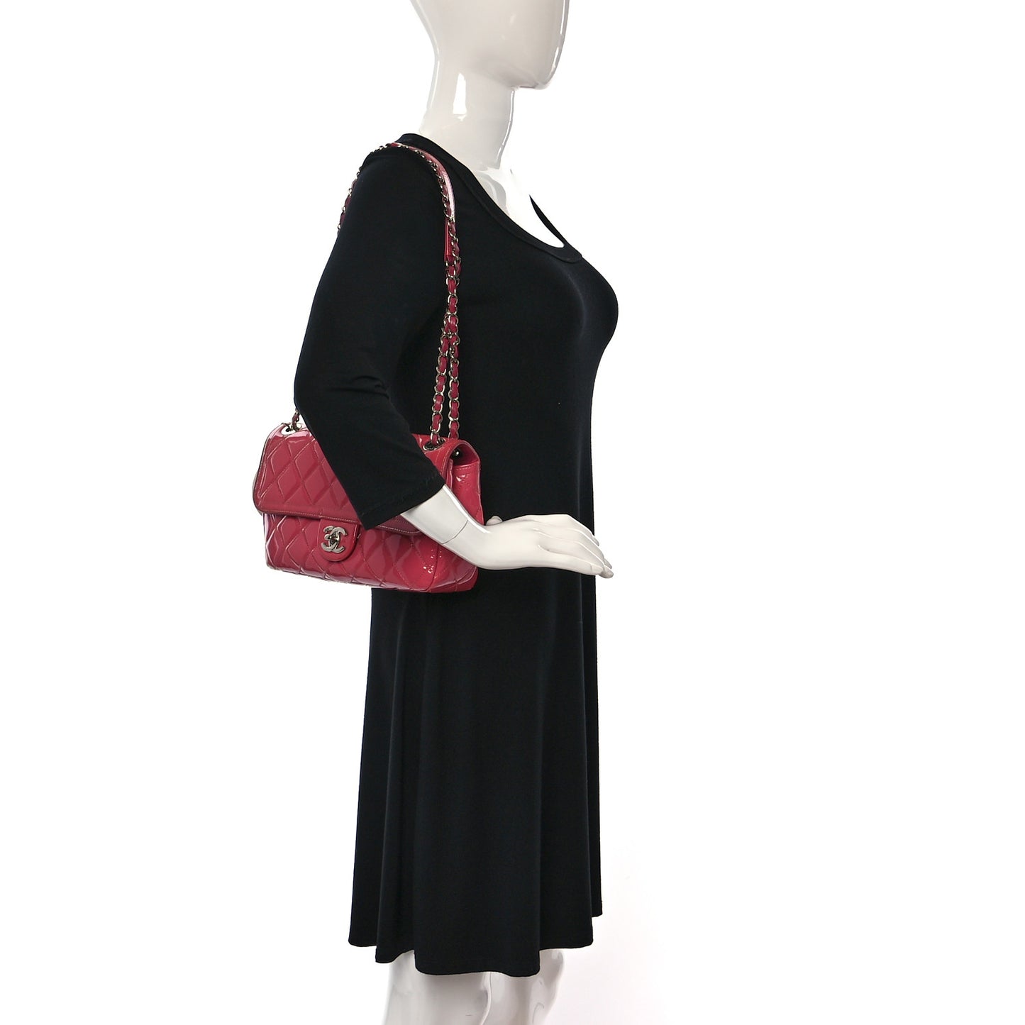 Patent Quilted Large Coco Shine Flap Pink