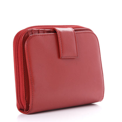 Prada Saffiano Metal Compact Zip Around Wallet Fuoco 3 of 9