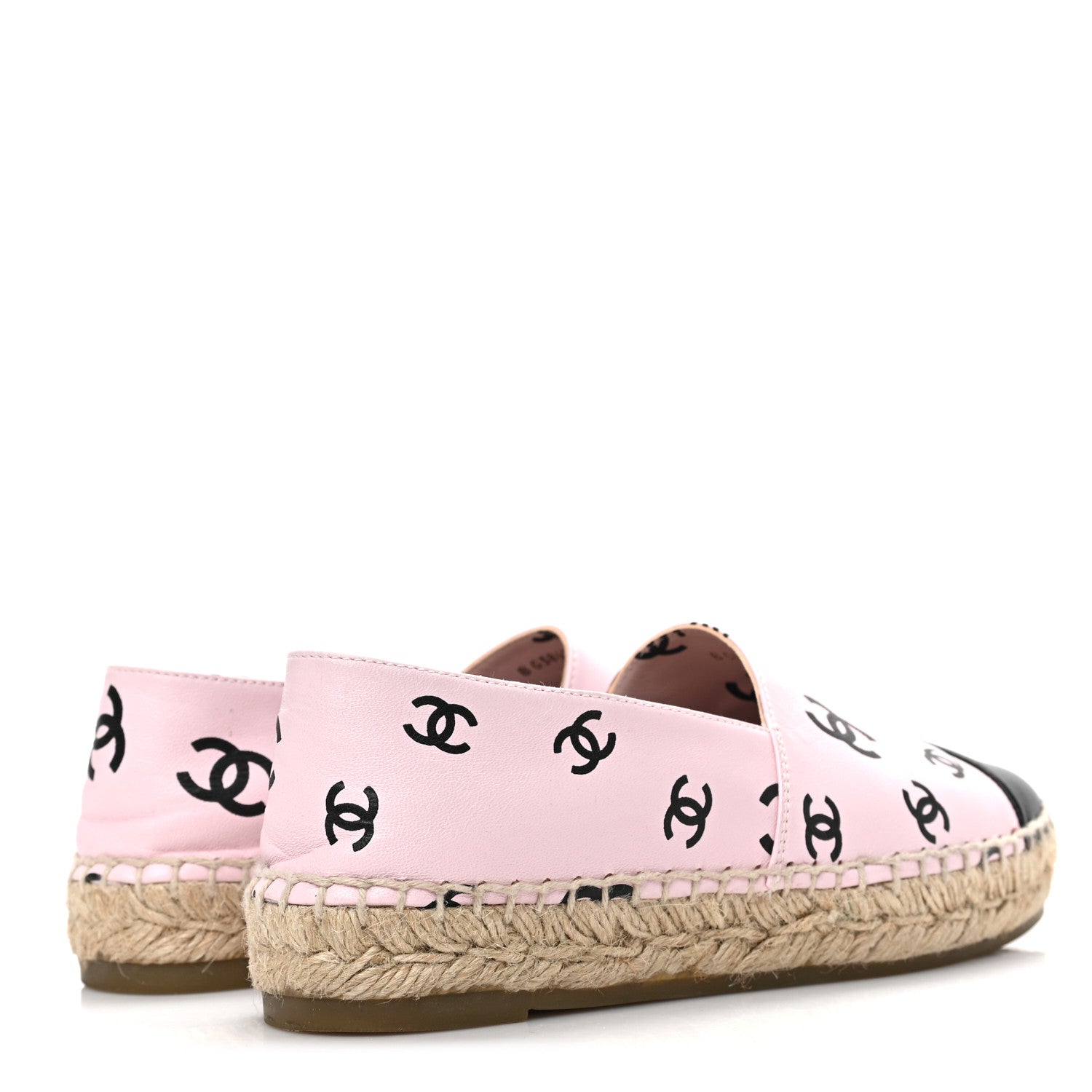 Chanel Lambskin Printed Coco Beach Espadrilles 35 Light Pink Black 5 of 8