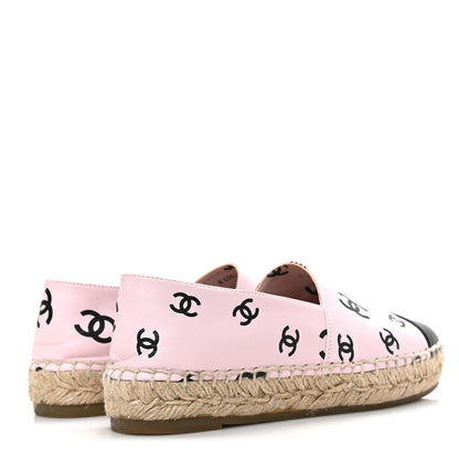 Chanel Lambskin Printed Coco Beach Espadrilles 35 Light Pink Black 5 of 8