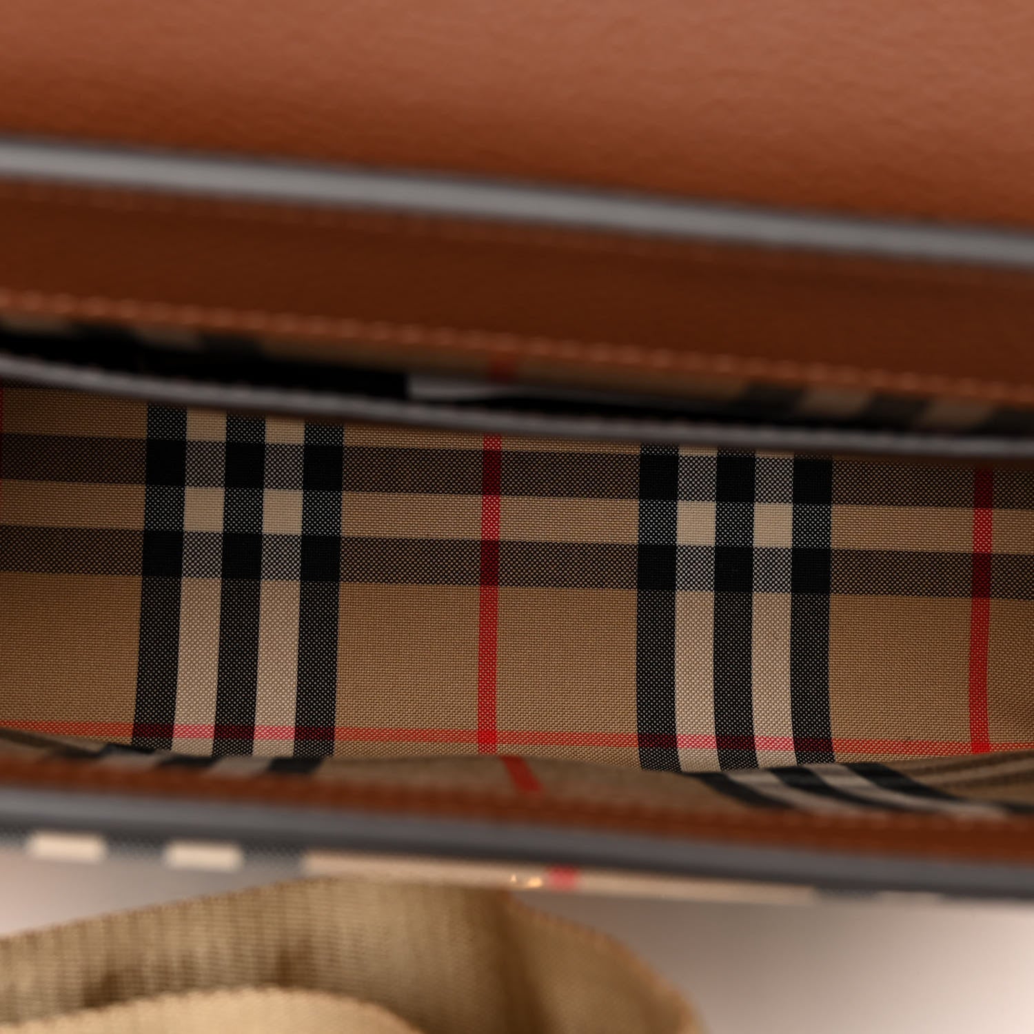 Burberry Calfskin Vintage Check Note Crossbody Bag Tan 5 of 12
