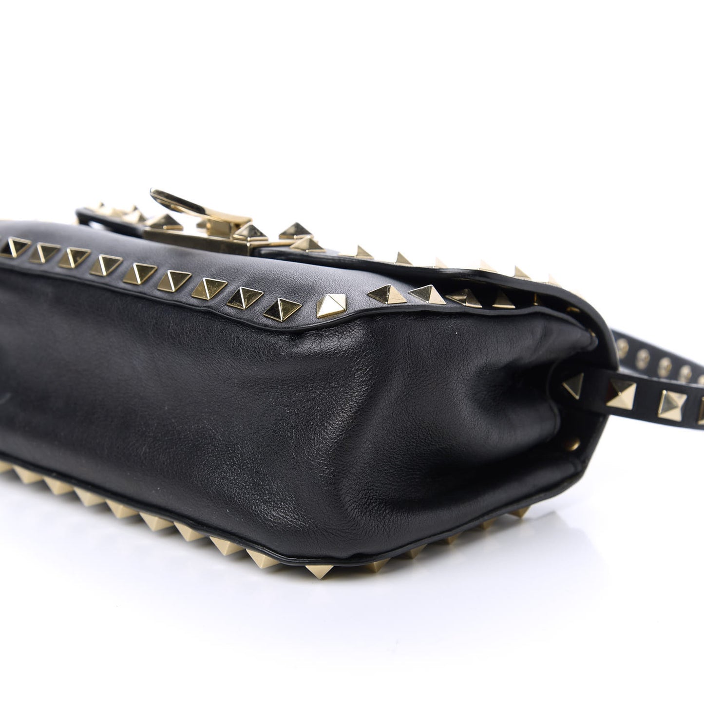 Vitello Mini Rockstud Flap Saddle Crossbody Bag Black