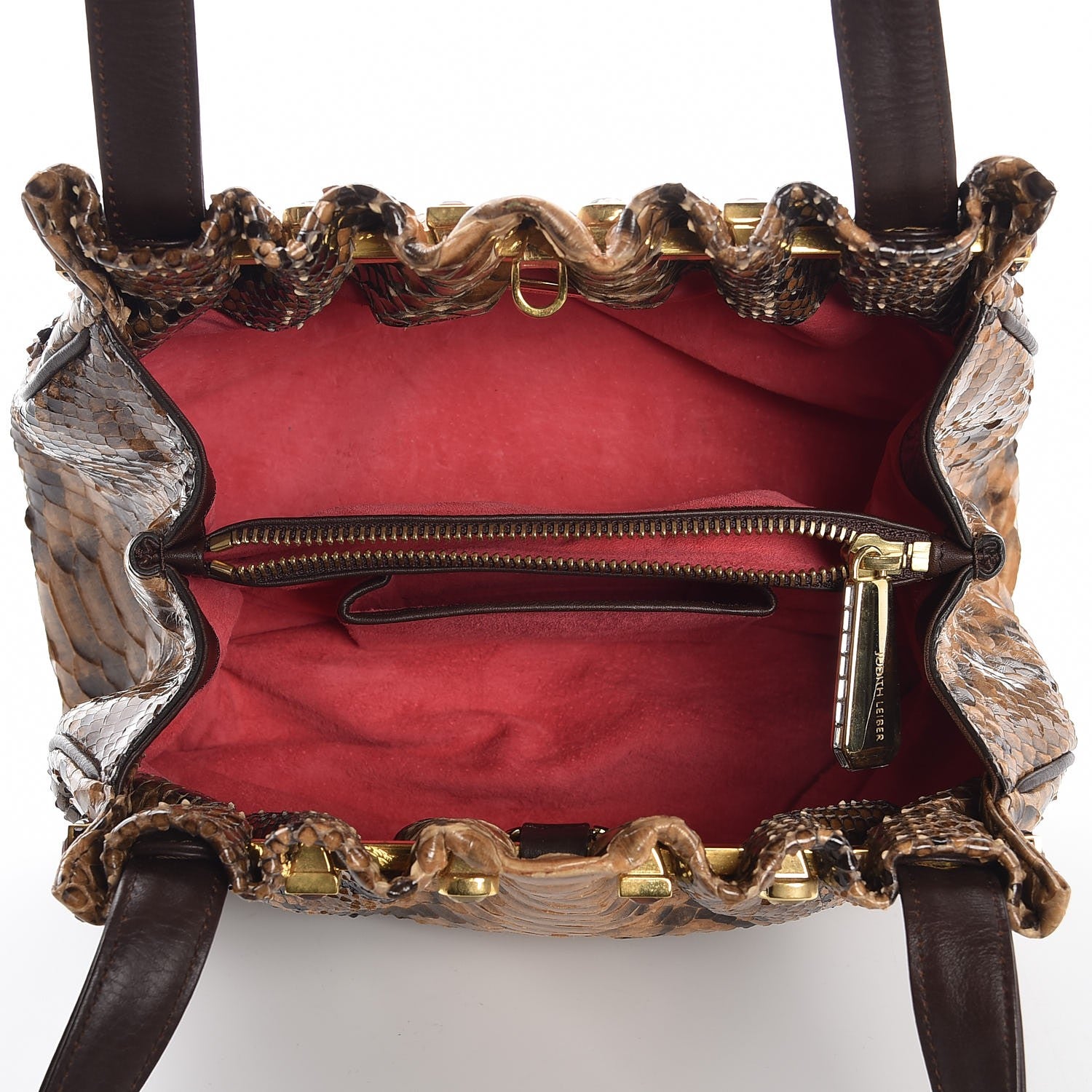 Judith Leiber Python Crystal Evening Bag Brown 6 of 7