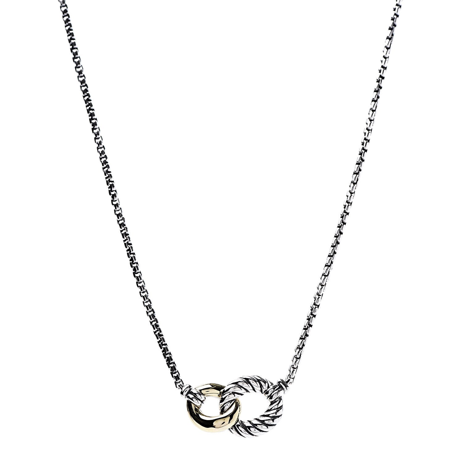David Yurman Sterling Silver 18K Yellow Gold Belmont Pendant Necklace 1 of 7