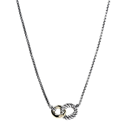 David Yurman Sterling Silver 18K Yellow Gold Belmont Pendant Necklace 1 of 7