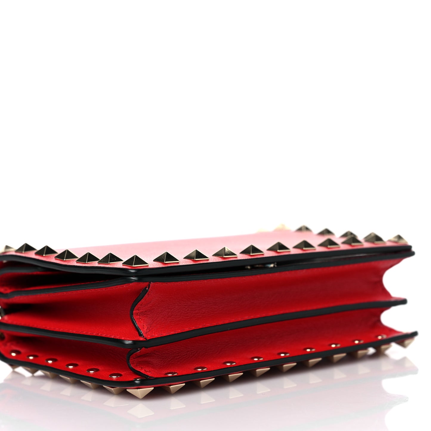 Vitello Rockstud Wallet On Chain Rouge Pur