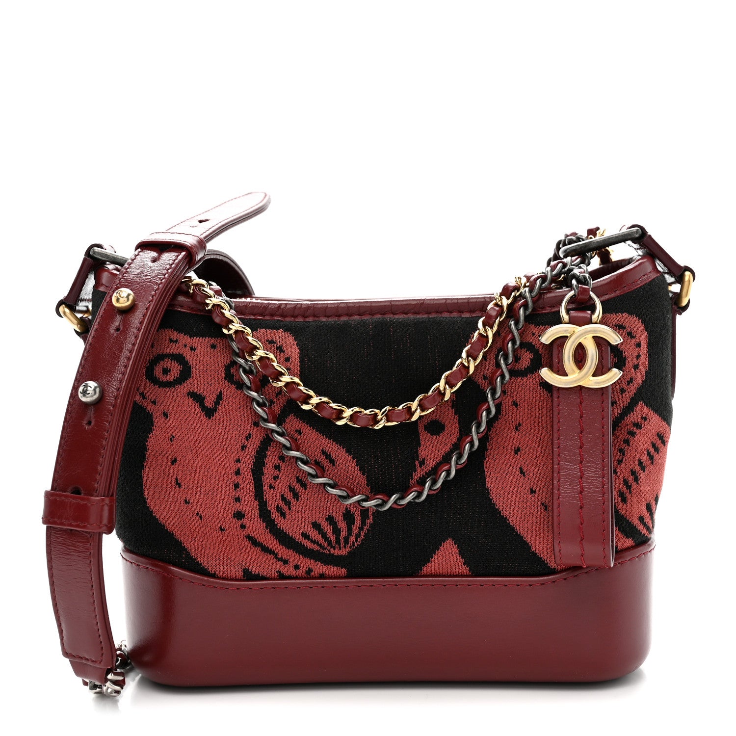 Chanel Knit Calfskin Small Gabrielle Hobo Red 1 of 10