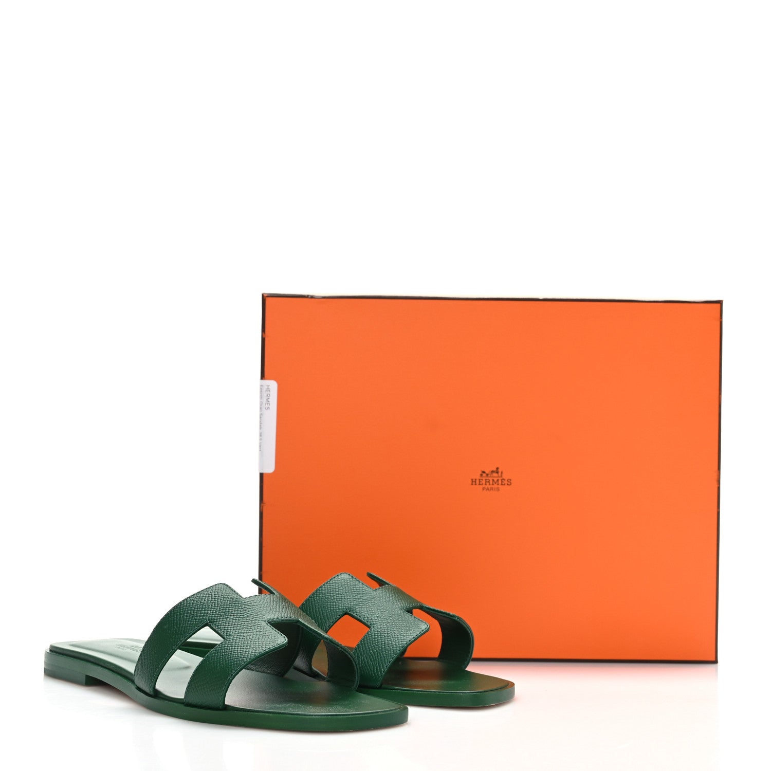 Hermes Epsom Oran Sandals 38.5 Vert Emeraude 9 of 9