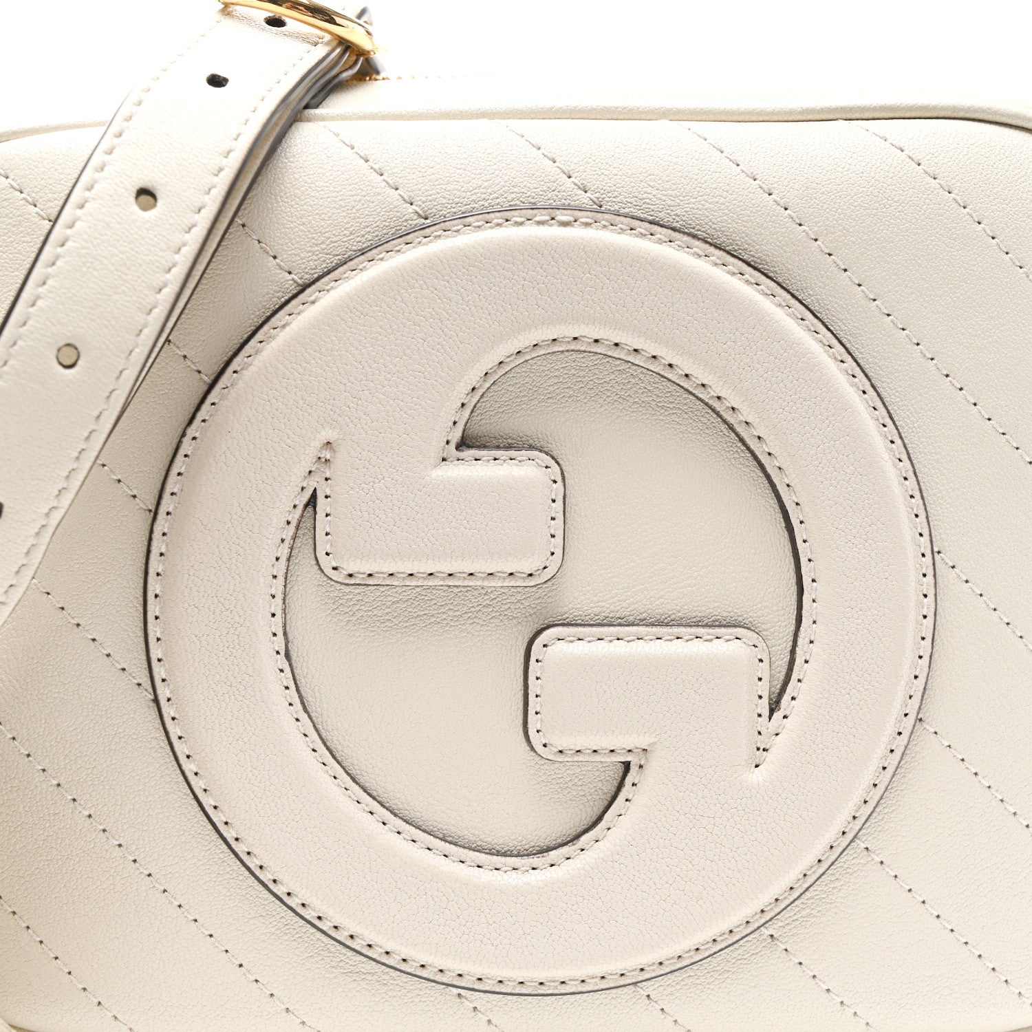 Gucci Sakai Be Green Calfskin Diagonal Stitched Small Blondie Shoulder Bag Mystic White 7 of 9