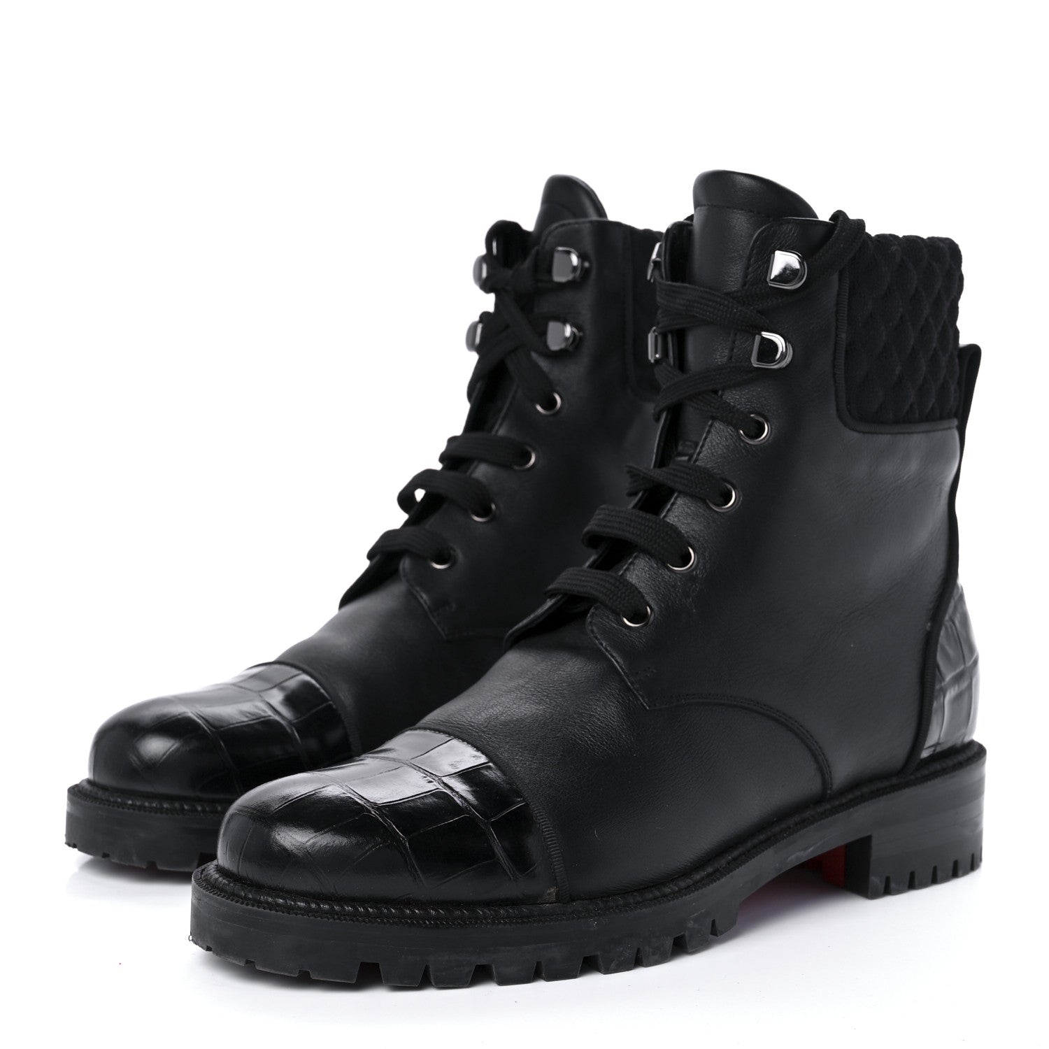 Christian Louboutin Calfskin Mayr Combat Boots 38.5 Black 3 of 9