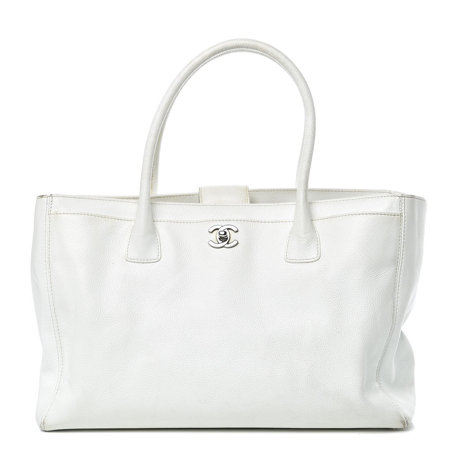 Calfskin Cerf Executive Shopper Tote White