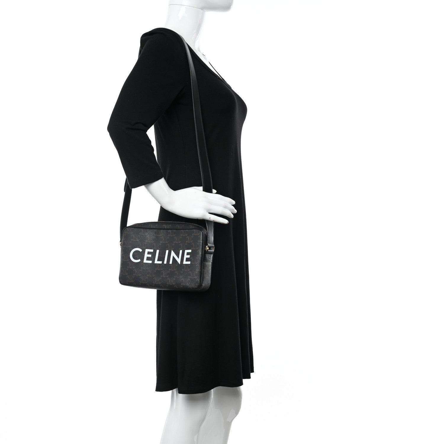 Celine Triomphe Canvas Medium Messenger Bag Black 2 of 10
