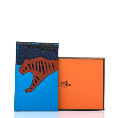 Hermes Evercolor Epsom Togo Rooroo 3CC Card Holder Bleu Frida Brique Bleu Nuit 12 of 12