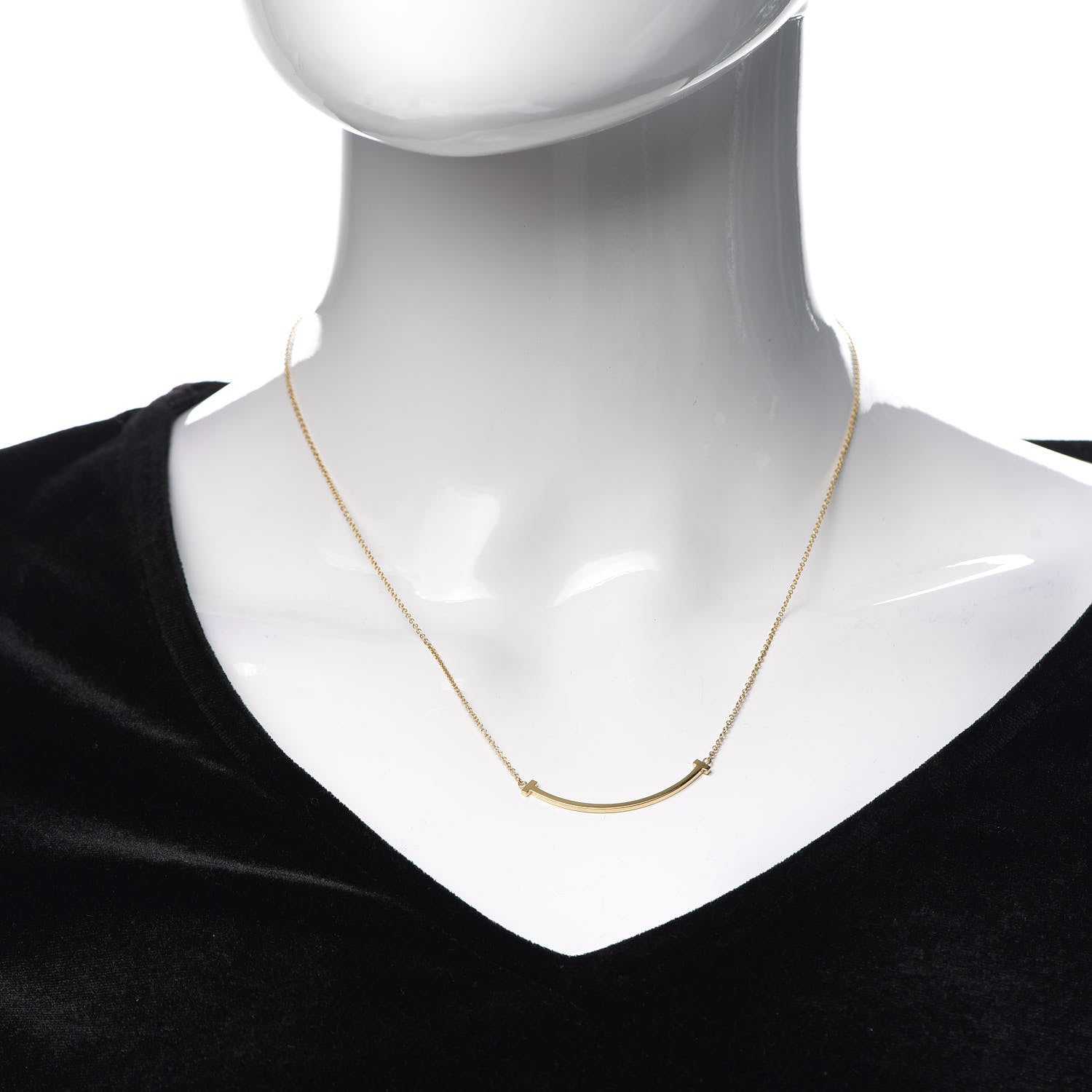 Tiffany 18K Yellow Gold Small T Smile Pendant Necklace 2 of 5