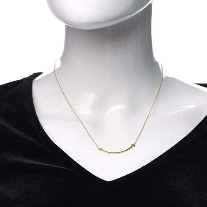Tiffany 18K Yellow Gold Small T Smile Pendant Necklace 2 of 5
