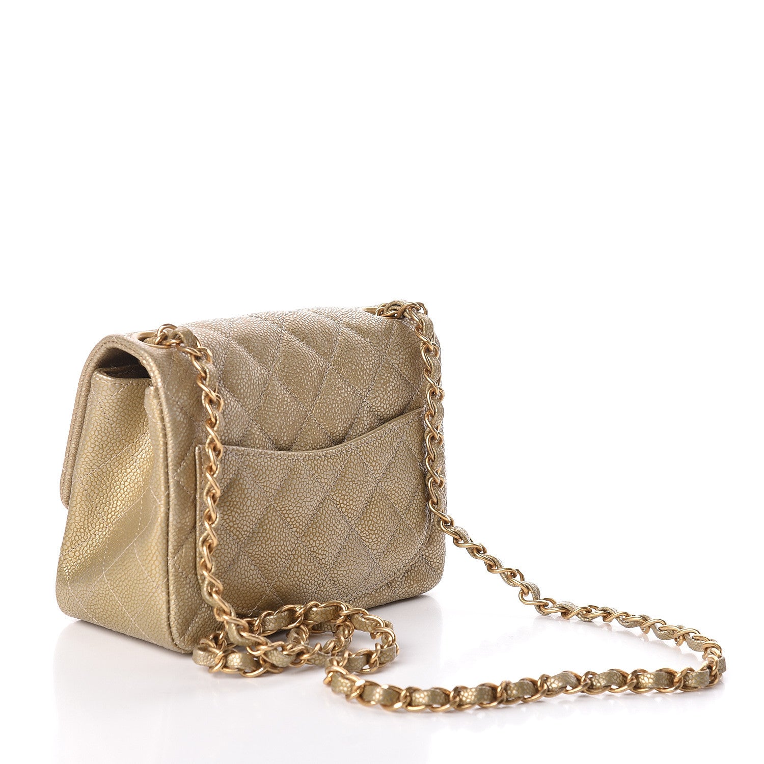 Chanel Metallic Caviar Quilted Mini Square Flap Gold 3 of 9