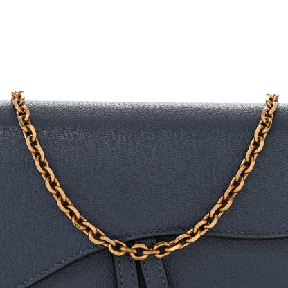 Christian Dior Goatskin Saddle Long Wallet With Chain Dark Blue 10 of 14