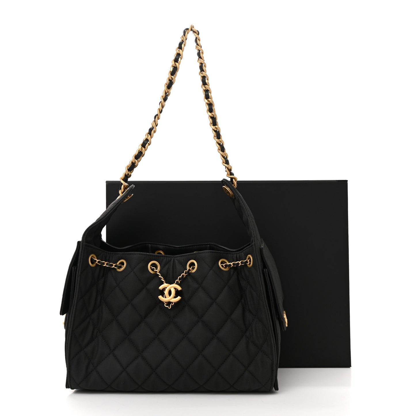 Canvas Quilted Small Chanel 25 Handbag Black