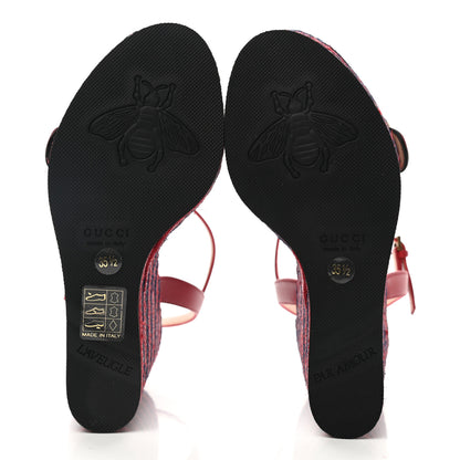 Gucci Lifford Calfskin Aitana Espadrille Platform 45/130mm Wedge Sandals 35.5 Hibiscus Red 5 of 9