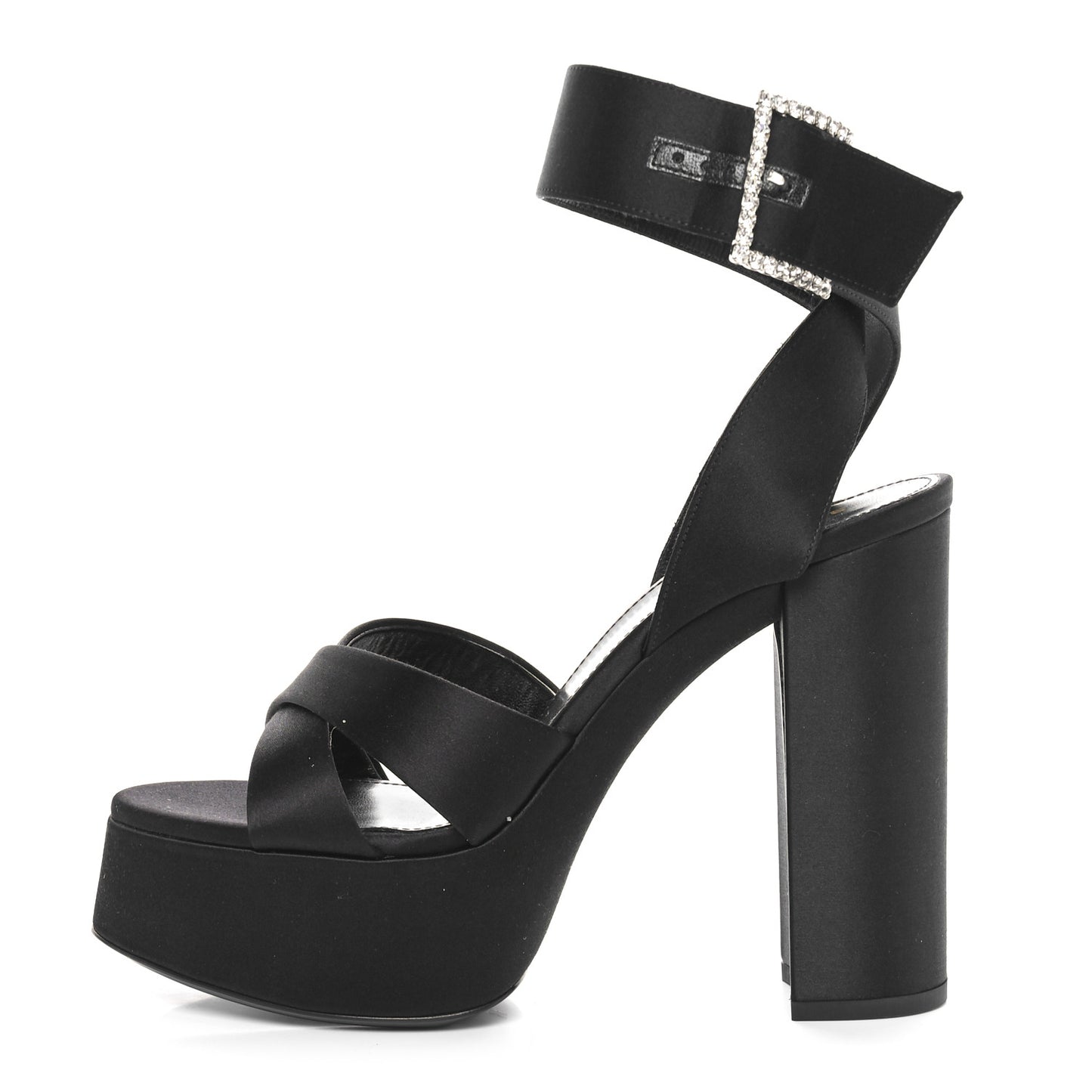 Satin Jota 85 Heaven Platform Sandals 38 Black