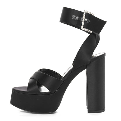 Saint Laurent Satin Jota 85 Heaven Platform Sandals 38 Black 1 of 8