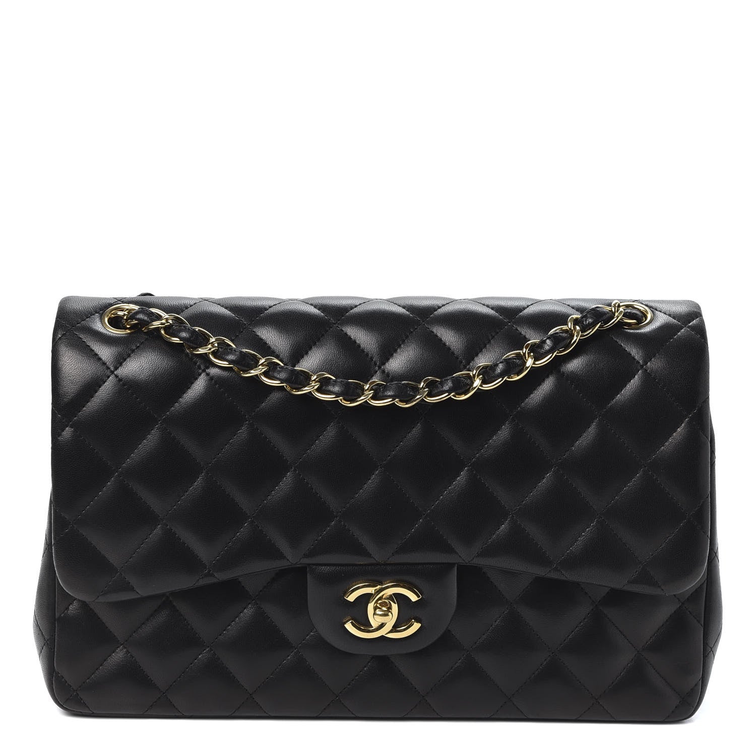 Chanel Lambskin Quilted Jumbo Double Flap Black 1 of 9