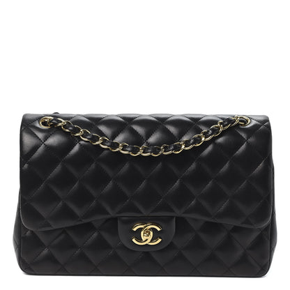 Chanel Lambskin Quilted Jumbo Double Flap Black 1 of 9