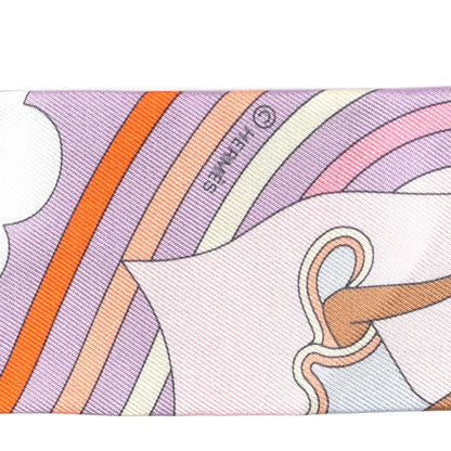 Hermes Silk Carres Volants Twilly Lilas Rose Pale Or 3 of 4
