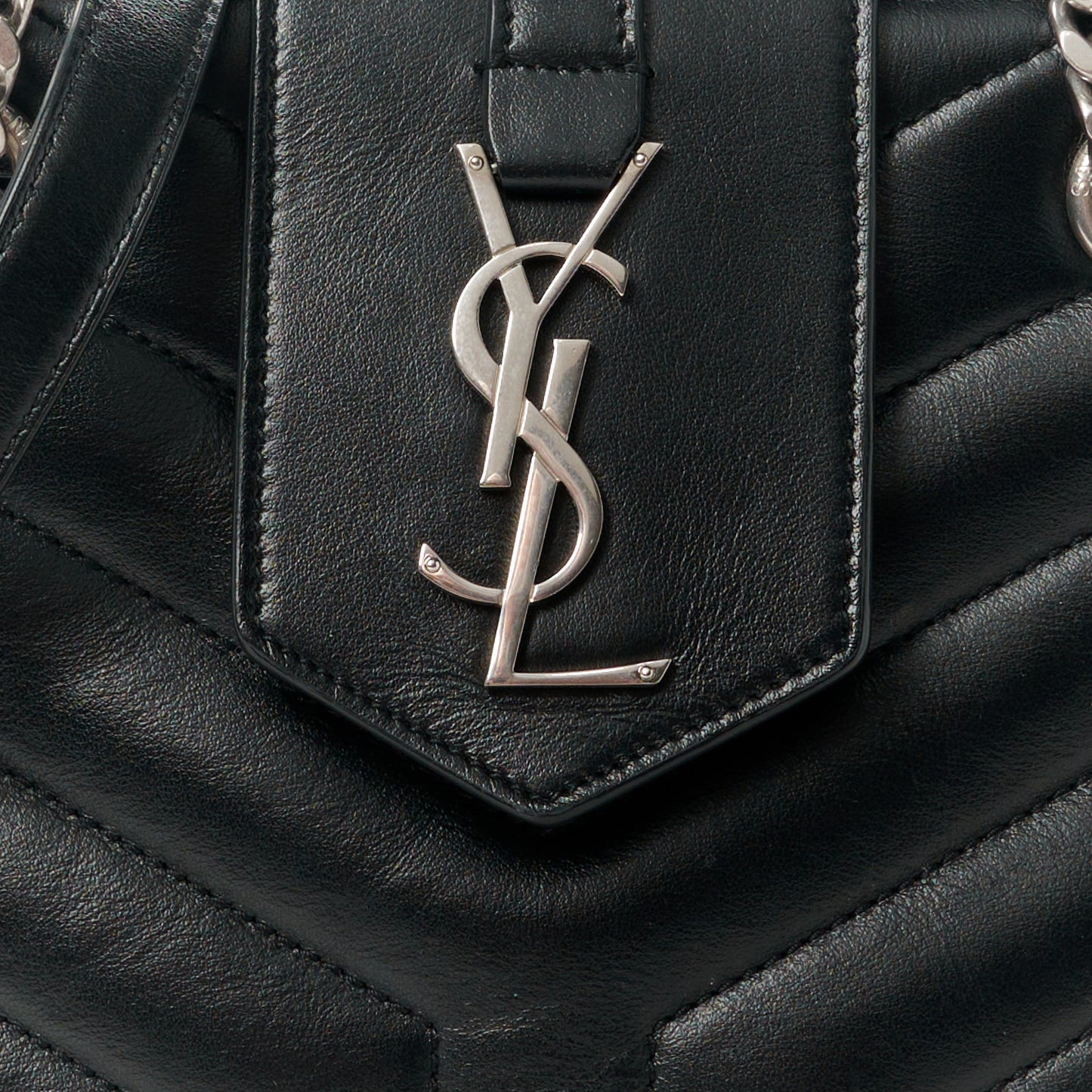 Calfskin Y Quilted Monogram Small Loulou Shopper Black