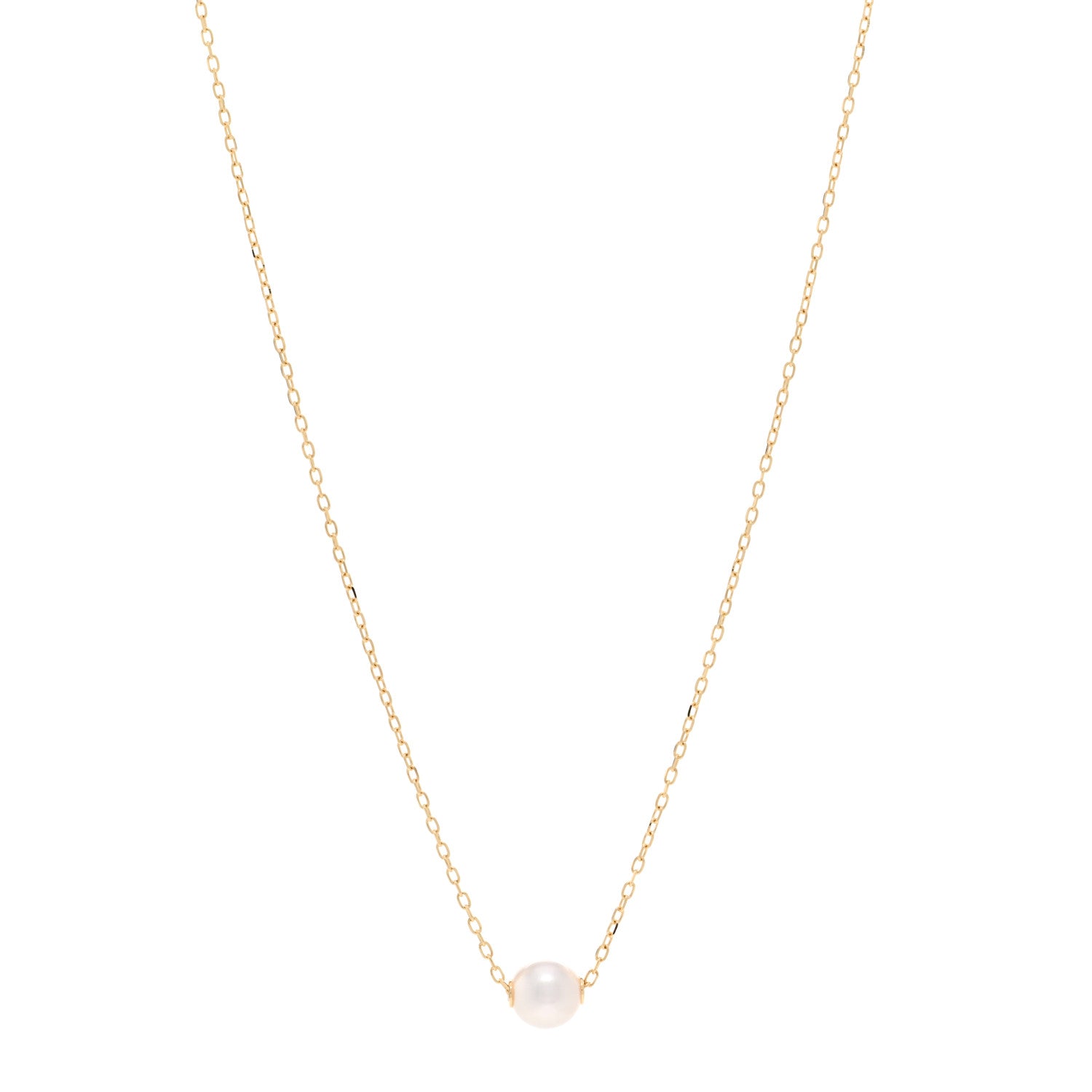 Mikimoto 18K Yellow Gold Akoya Pearl 7-7.5mm Single Pendant Necklace 1 of 5