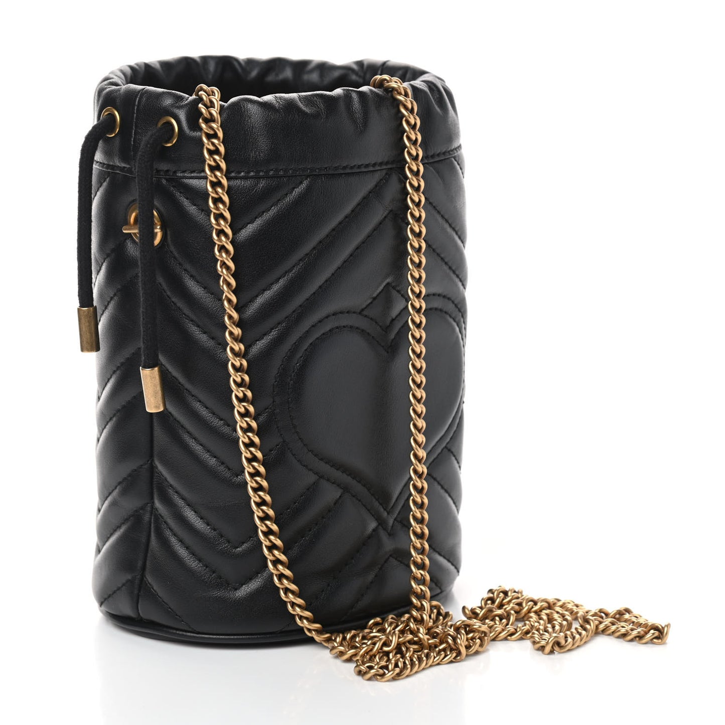 Calfskin Matelasse Mini GG Marmont 2.0 Bucket Bag Black