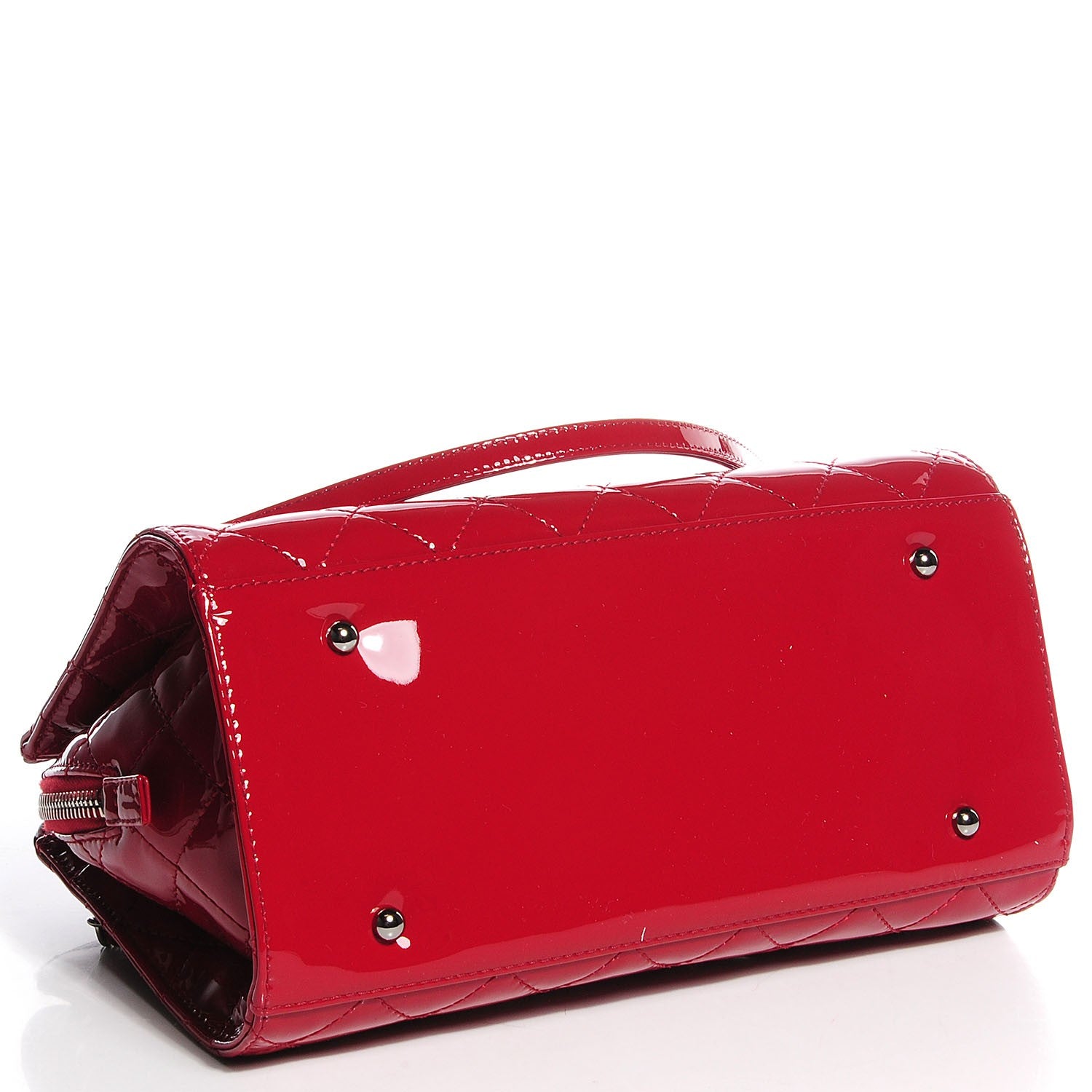 Chanel Patent Quilted CC Angle Tote Red 4 of 10