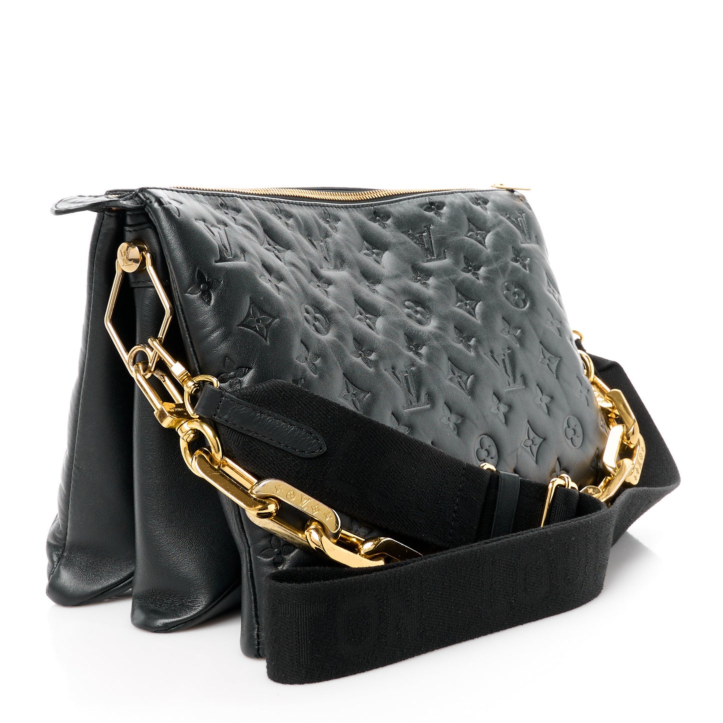 Lambskin Embossed Monogram Coussin MM Black