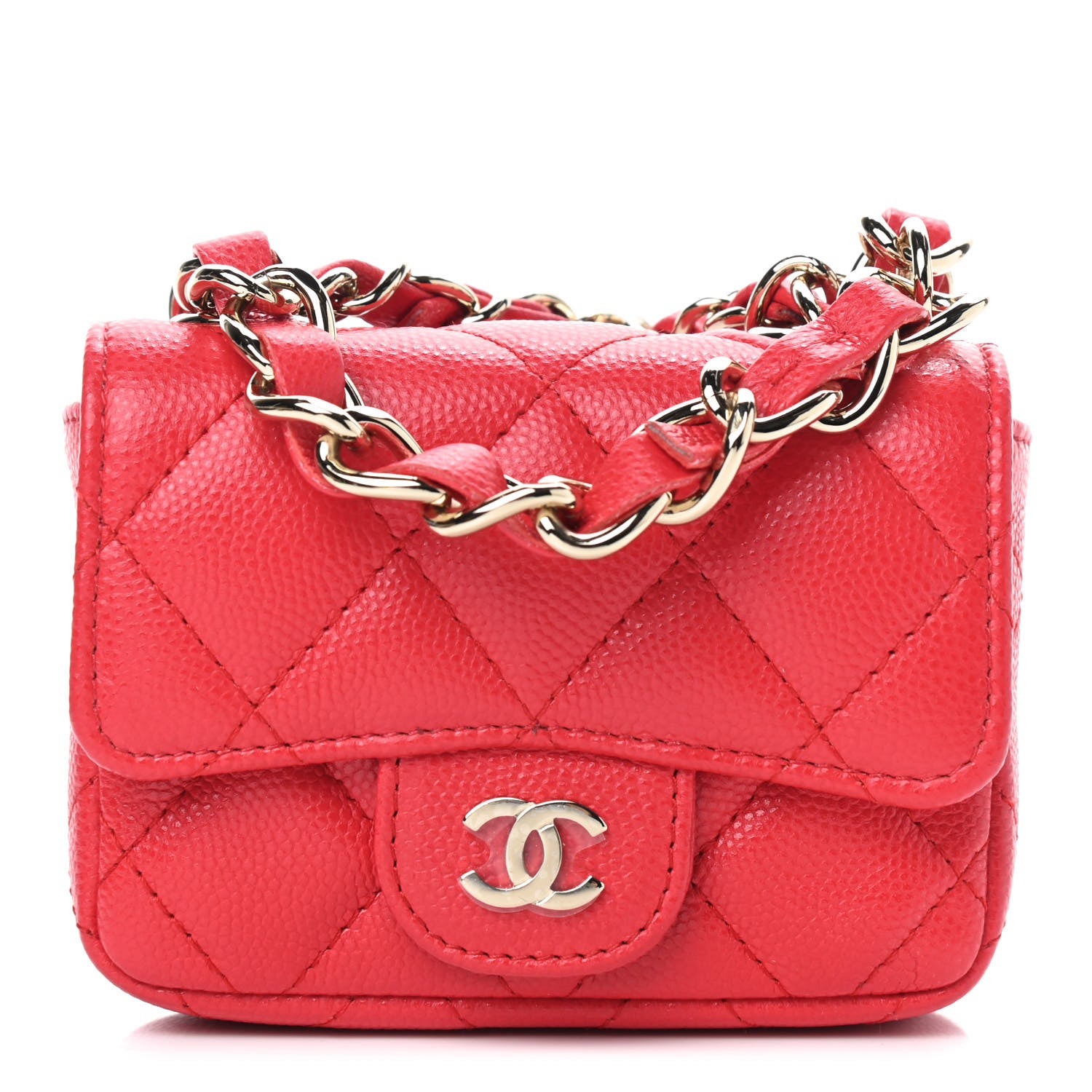 Chanel Caviar Quilted Mini Chain Belt Bag Red 1 of 9