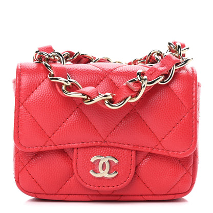 Chanel Caviar Quilted Mini Chain Belt Bag Red 1 of 9