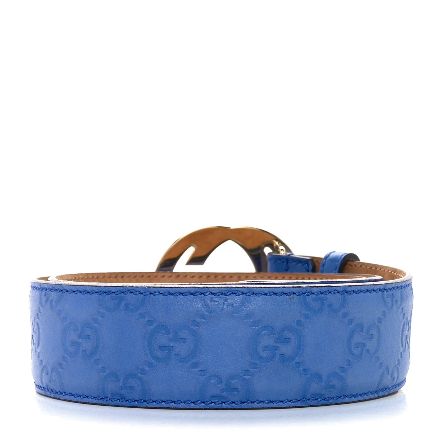 Gucci Guccissima Interlocking G Belt 85 34 Sky Blue 2 of 6